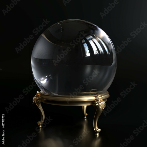 Magic ball with a dark background , 3d Rendering.