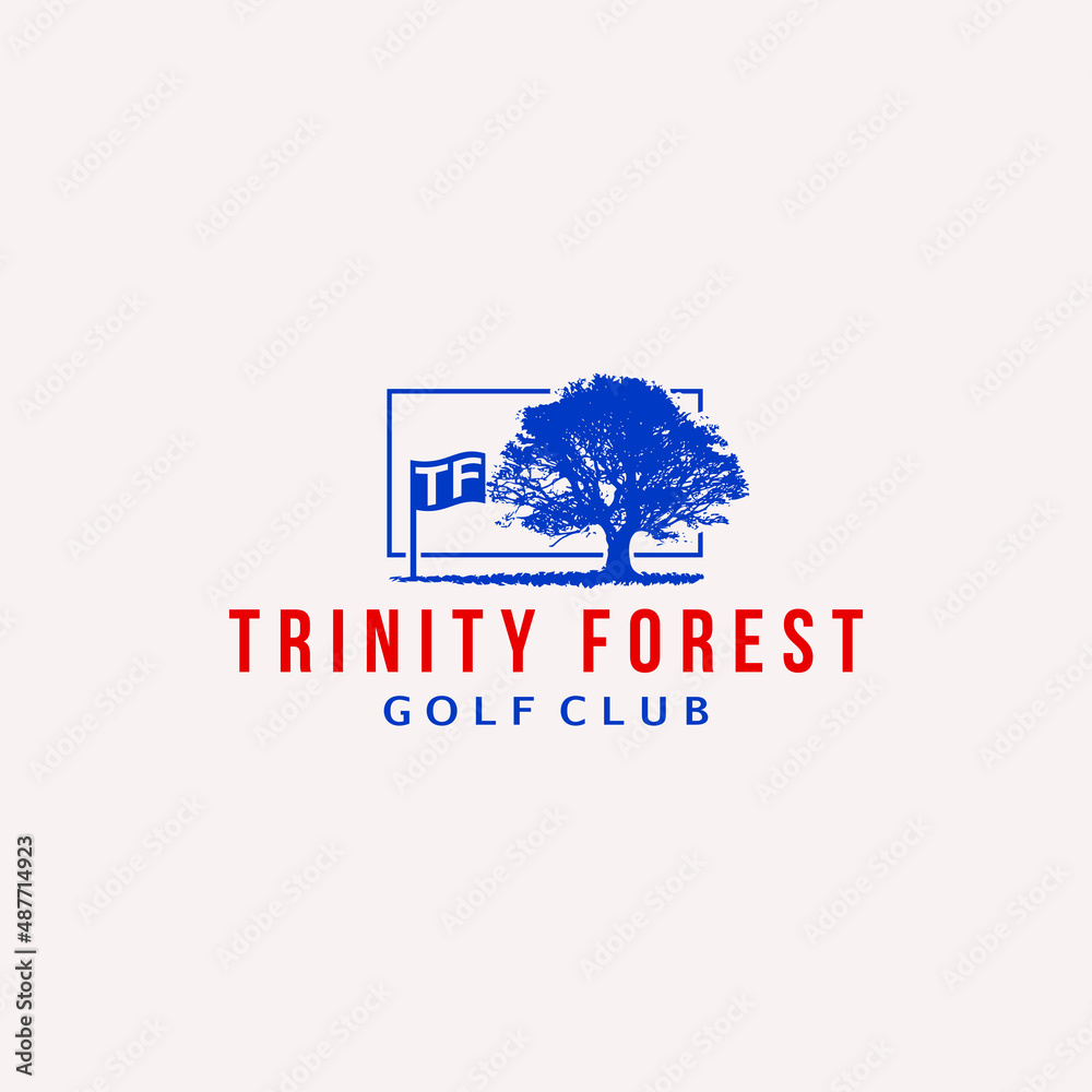 Fototapeta premium Tree Golf Flag Club Logo Vector Icon Illustration