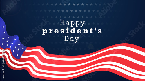 Happy president's day with USA flag Waving. Abstract Banner background blue color vector illustration.   