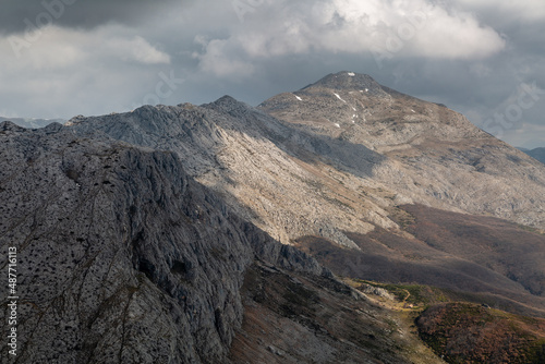 Polvoreda or Correcillas peak from the top of Hoces de Vegacervera, León, Spain.