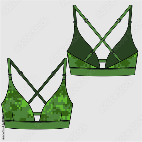 CAMOUFLAGE PRINT GYM BRA FOR WOMEN