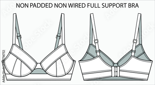 Technical Sketch of PADDED TRIANGLE CUP CROSS BACK STRAP BRA in editable vector sketch