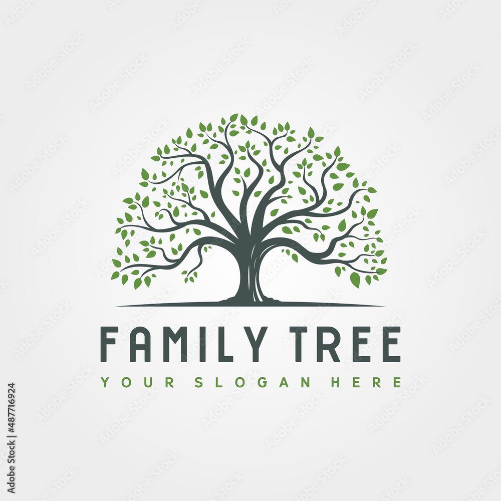 abstract root tree logo vector illustration design, family tree logo design