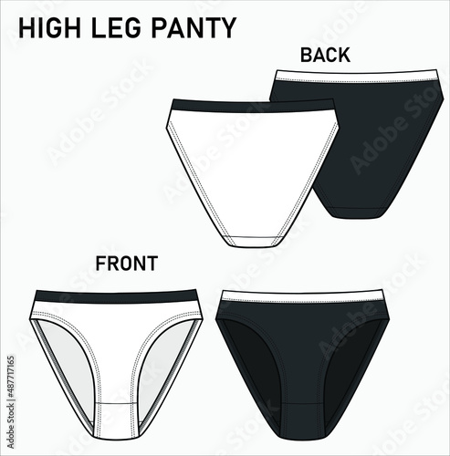 SKETCH OF HIGH LEG PANTY UNDERWEAR FOR WOMEN IN EDITABLE VECTOR FILE