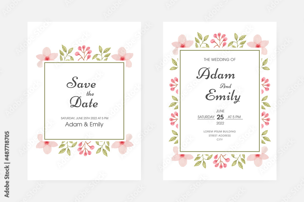 Romantic watercolor wedding invitation Romantic watercolor wedding invitation