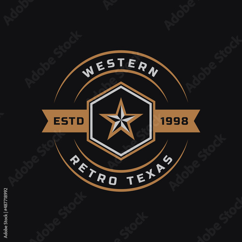 Vintage Retro Badge for Western Country Emblem Texas Logo Design Template Element