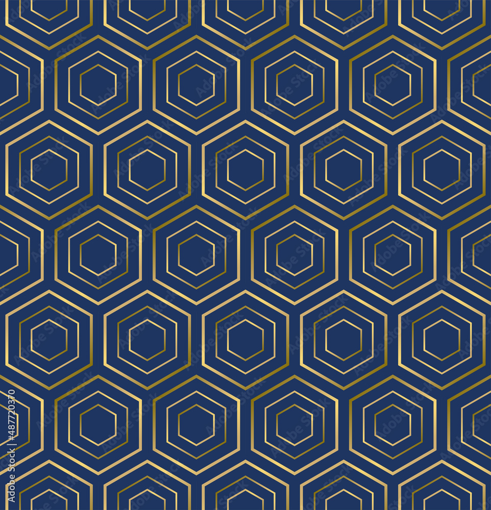Japanese Gold Hexagon Line Vector Seamless Pattern Japanese Gold Hexagon Line Vector Seamless Pattern