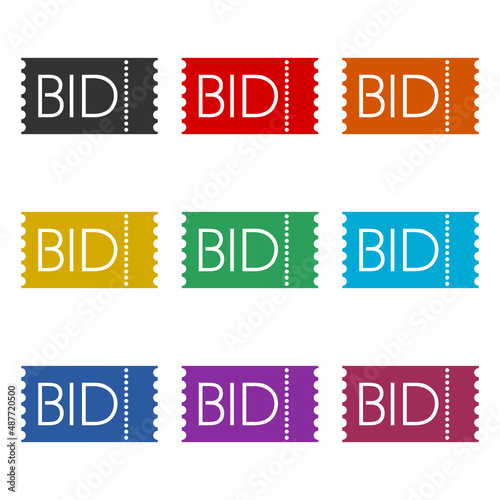 Auction bidding BID icon or logo, color set