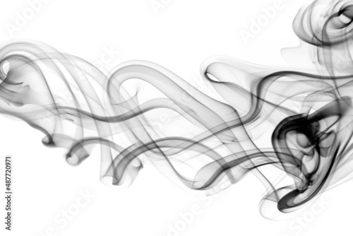 Black smoke abstract on white background. fire design