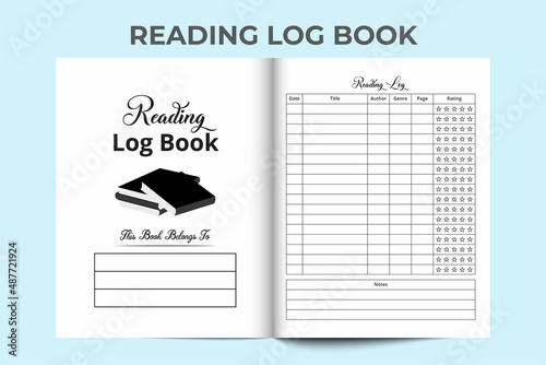 Reading log book KDP interior. Book reading notebook and reader expression tracker template. Reading review journal interior. KDP interior notebook template. Book review tracker journal.