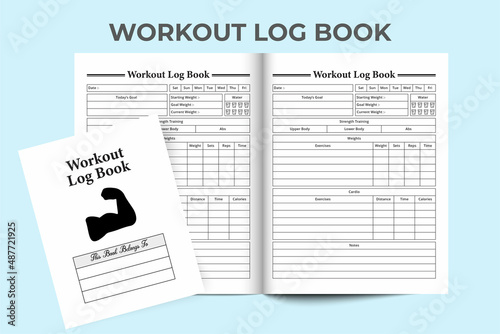 Workout KDP interior notebook. Daily exercise tracker journal template. KDP interior log book. Daily workout tracker notebook KDP interior. Physical exercise record notebook template.