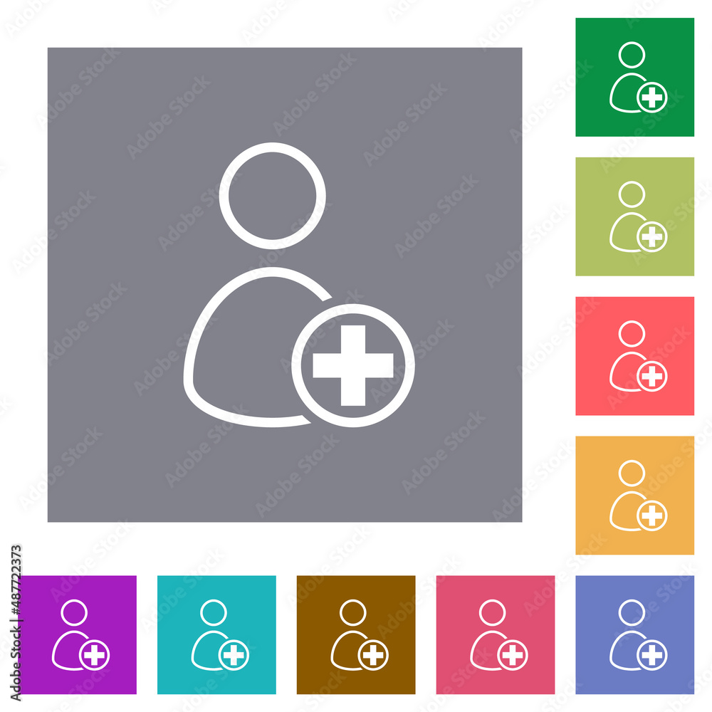 Add new user outline square flat icons Add new user outline square flat icons