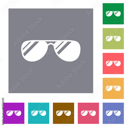 Aviator sunglasses with glosses square flat icons