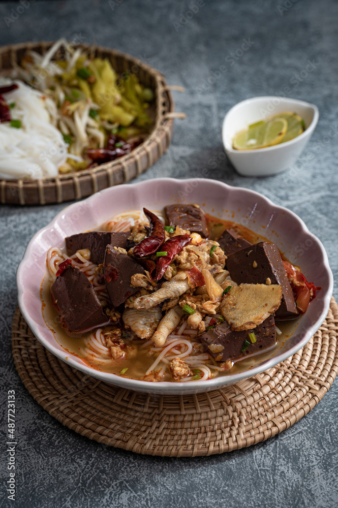 khanom jeen Nam ngiao (Nam ngiao Rice Noodle Northern Thai cuisine) khanom jeen Nam ngiao (Nam ngiao Rice Noodle Northern Thai cuisine)