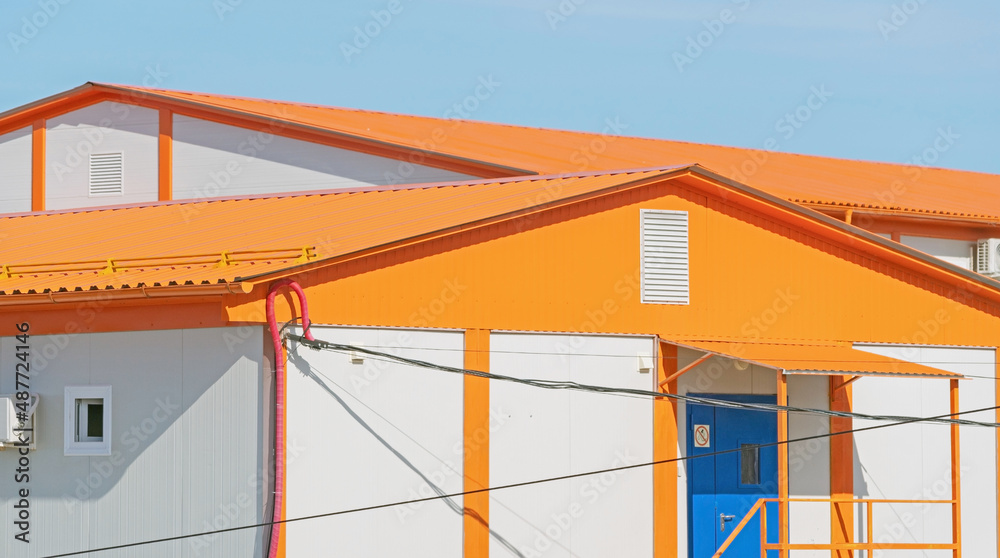 a house with an orange roof