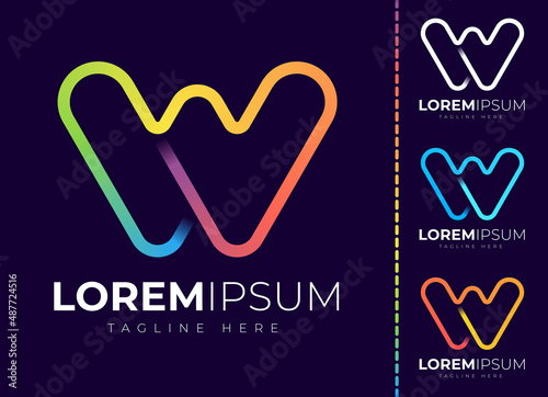 Letter w logo design template. Creative modern trendy w typography and colorful gradient
