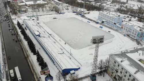 Aerial view of the bandy stadium (Kirov, Russia)