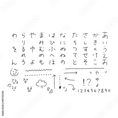 鉛筆の手書き文字と数字ベクター素材セット