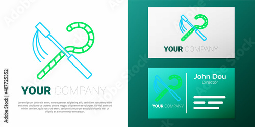 Line Crook and flail icon isolated on white background. Ancient Egypt symbol. Scepters of egypt. Colorful outline concept. Vector