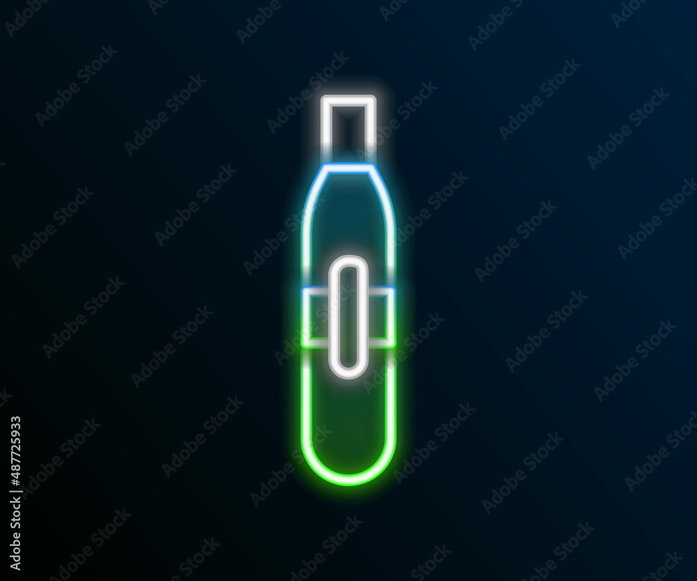 Glowing neon line Electronic cigarette icon isolated on black background. Vape smoking tool. Vaporizer Device. Colorful outline concept. Vector Glowing neon line Electronic cigarette icon isolated on black background. Vape smoking tool. Vaporizer Device. Colorful outline concept. Vector