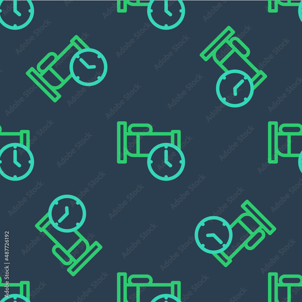 Line Time to sleep icon isolated seamless pattern on blue background. Sleepy zzz. Healthy lifestyle. Vector Line Time to sleep icon isolated seamless pattern on blue background. Sleepy zzz. Healthy lifestyle. Vector