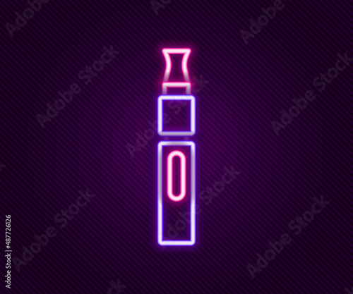 Glowing neon line Electronic cigarette icon isolated on black background. Vape smoking tool. Vaporizer Device. Colorful outline concept. Vector