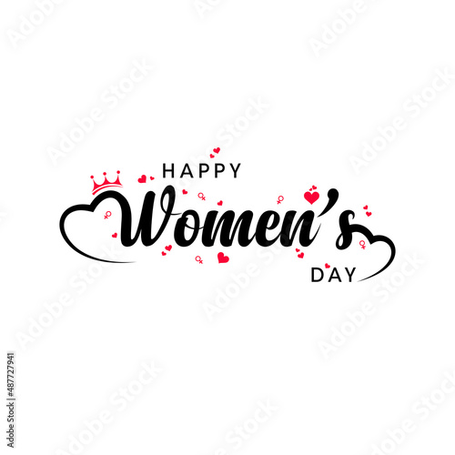 Happy Women's Day Elegant Typographical Design Elements isolated on white background. International women's day. March 8. Minimalistic design for international women's day concept. Vector illustration