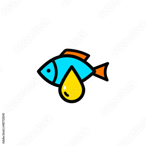 Set of fish oil icon flat symbol