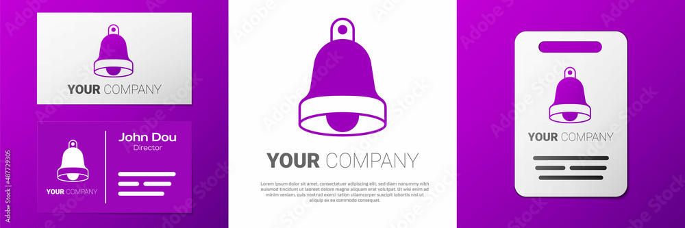 Obraz premium Logotype Church bell icon isolated on white background. Alarm symbol, service bell, handbell sign, notification symbol. Logo design template element. Vector