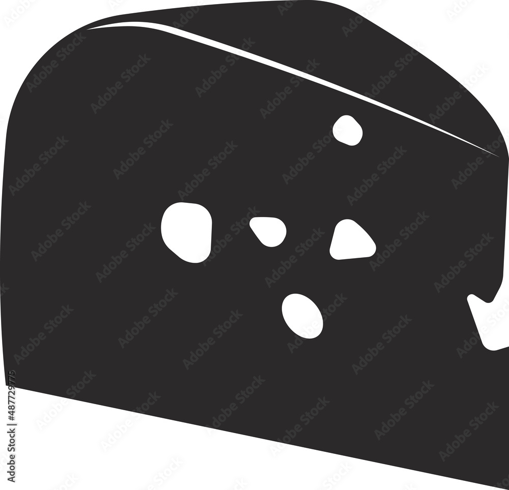 A piece of cheese with holes. Vector image. A piece of cheese with holes. Vector image.
