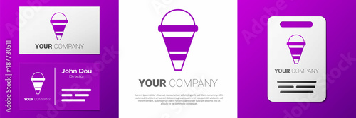 Logotype Fire cone bucket icon isolated on white background. Metal cone bucket empty or with water for fire fighting. Logo design template element. Vector