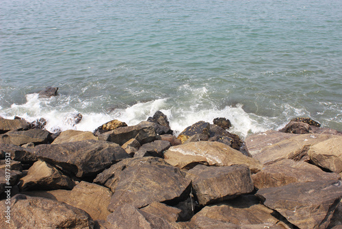 waves on the beach rock 
