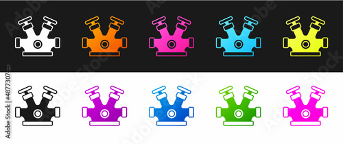 Set Fire hydrant icon isolated on black and white background. Vector