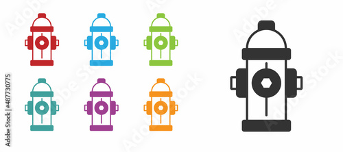 Black Fire hydrant icon isolated on white background. Set icons colorful. Vector