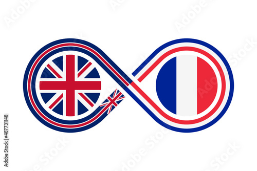 unity concept. english and french language translation icon. vector illustration isolated on white background