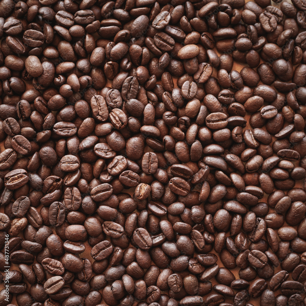 Fototapeta premium Close up of roasted coffee beans background