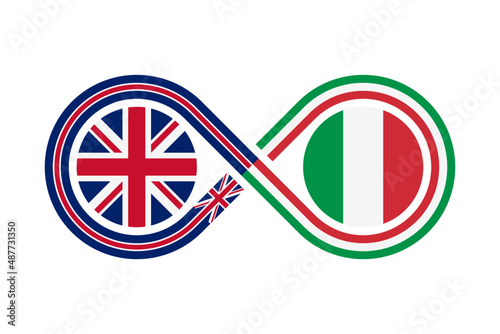 unity concept. english and italian language translation icon. vector illustration isolated on white background