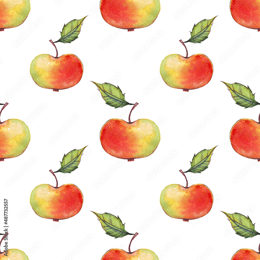 Watercolor apples. Seamless pattern. Hand painted Watercolor apples. Seamless pattern. Hand painted