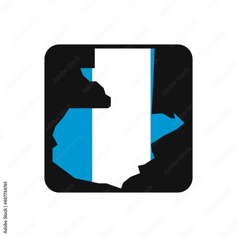 Guatemala map silhouette with flag on black background
