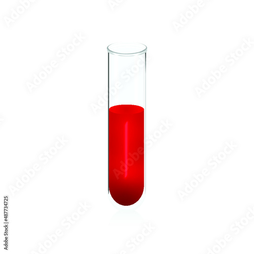 tube filled with blood isolated on a white background