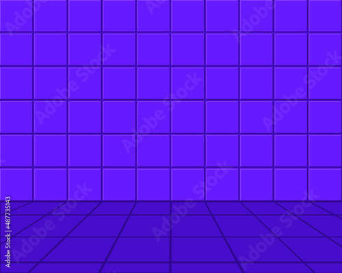 Violet ceramic tile wall and floor. 3D illustration © natalushka