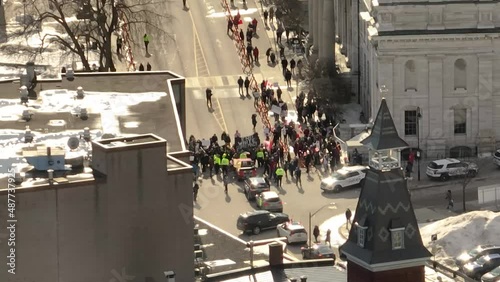 Kingston Ontario Police Block  Freedom Protests with Counter Protesters photo