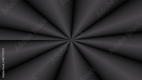 White and black beams from the center on a white plain (3D Rendering)