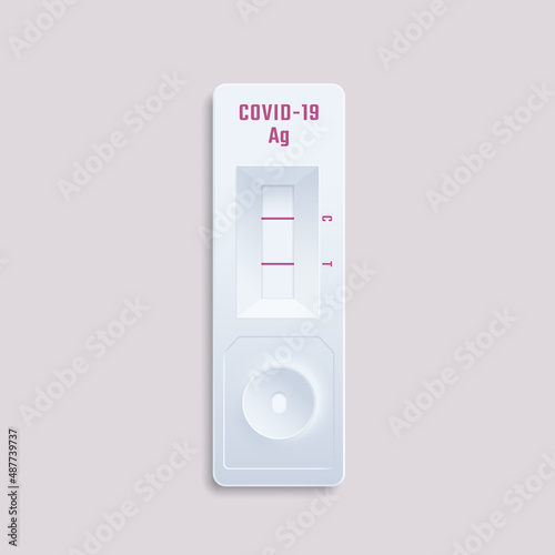 Covid-19 Antigen Fast Self Test Realistic 3d Vector Illustration. Medical Corona Virus Swab Rapid Home Diagnostic Device Design Isolated