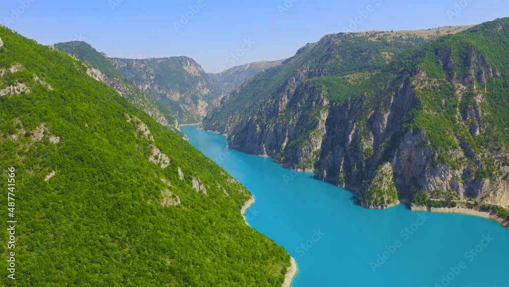 Aerial view on turquoise water in a mountain lake Aerial view on turquoise water in a mountain lake