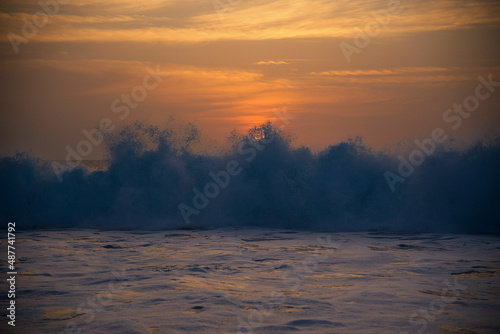 sunrise over the ocean with drops