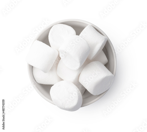 Cup with marshmallows isolated on white background