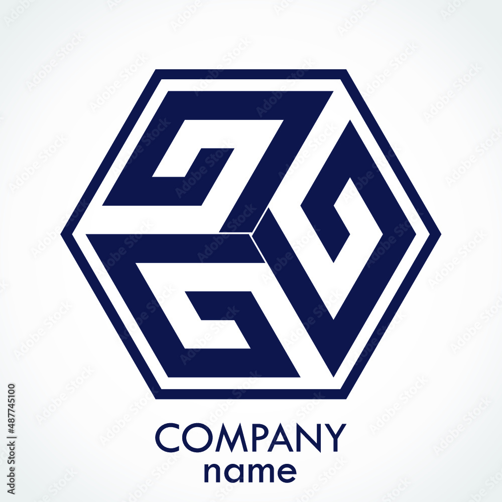 hexagonal square shape geometric logo hexagonal square shape geometric logo