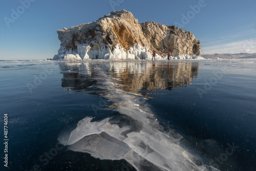 Beautiful crack in the surface of Baikal ice