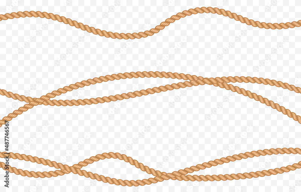 Vector set of nautical rope png. Nautical rope, whip on an
